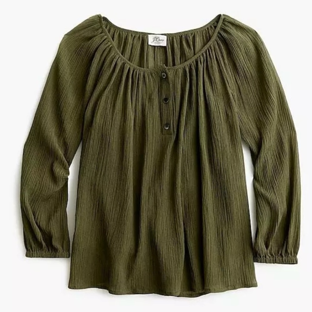 New J. Crew Crinkled Cotton & Silk Popover Top Size XS